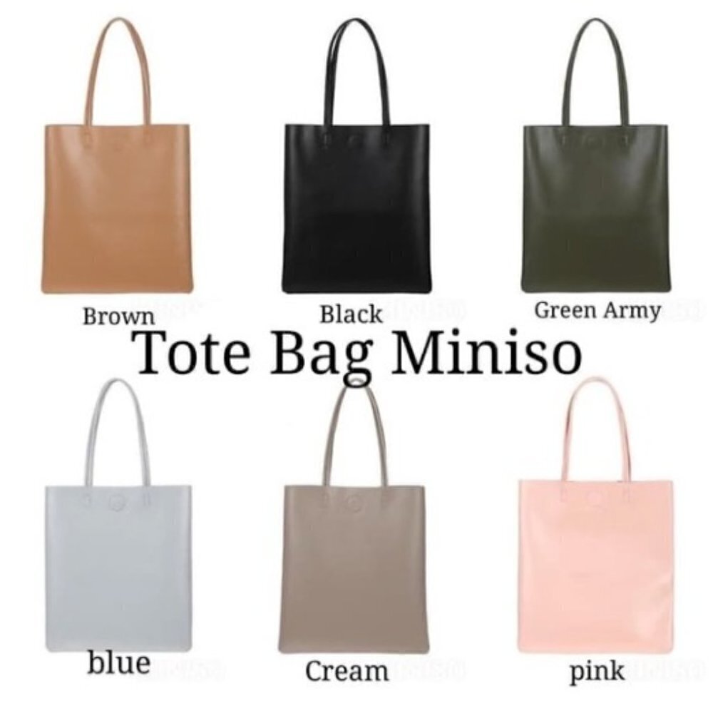 MINISO Shoulder Bag Blue Tote/Pink Portfolio Organizer Vegan Leather, Pen - Picture 4 of 16